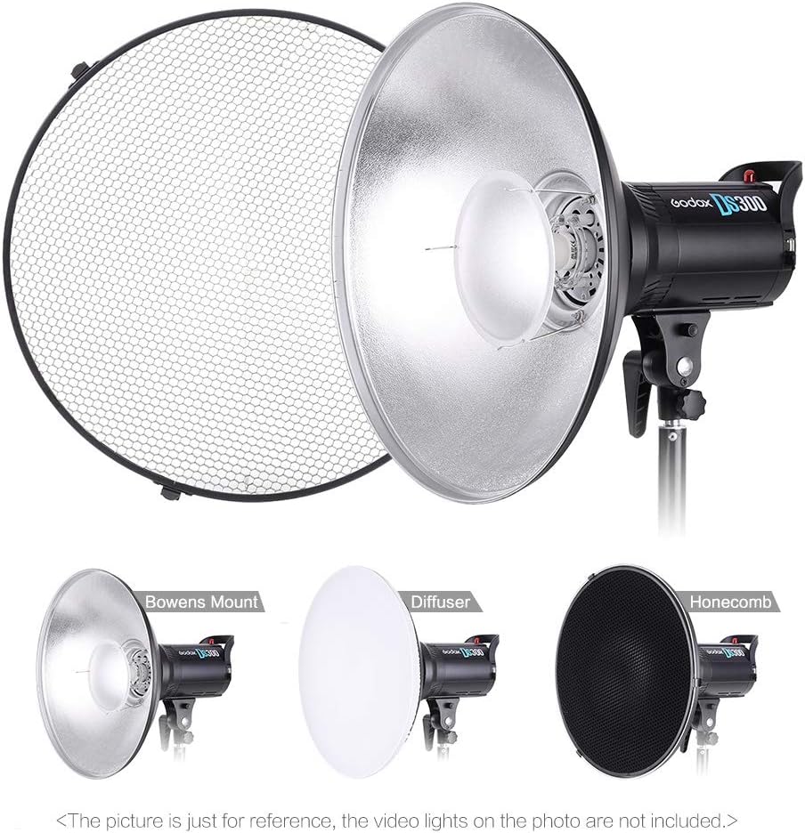 Onе-Dау Sаlе: Uр tо 70% оƒƒ Andoer 16 inches Standard Reflector Beauty Dish with Honeycomb and White Diffuser Sock for Bowens Mount Studio Strobe Light and Speedlite Photography Light Studio Accessory
