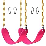 Sunnyglade 2PCS Swings Seats Heavy Duty with 66 Chain, Playground Swing Set Accessories Replacement with Snap Hooks, Support 250lb (2, Pink)