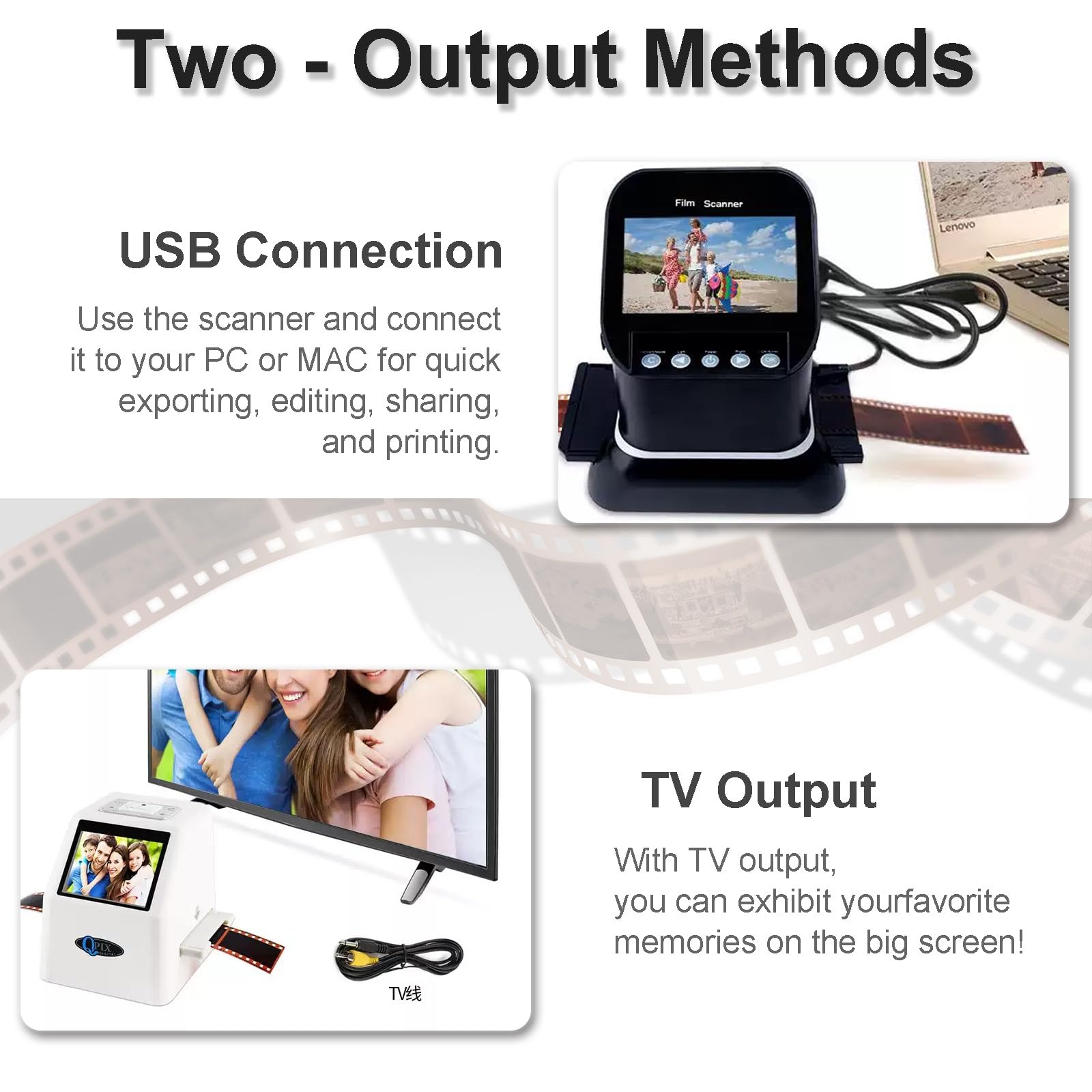 Skaner Klisz do 35 mm, Skaner do Slajdów i Negatywów 22 MP, z 2,4-Calowym Wyświetlaczem LCD, Nie Wymaga Komputera/Oprogramowania, Konwertuje Filmy do Cyfrowego Formatu JPEG