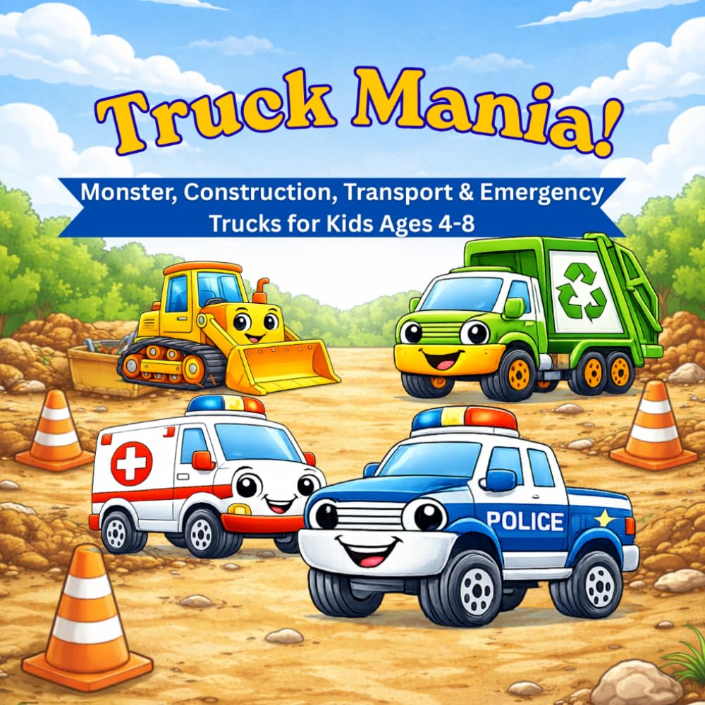 Truck Mania!: Monster ,construction, Transport & Emergency Trucks for kids ages 4-8