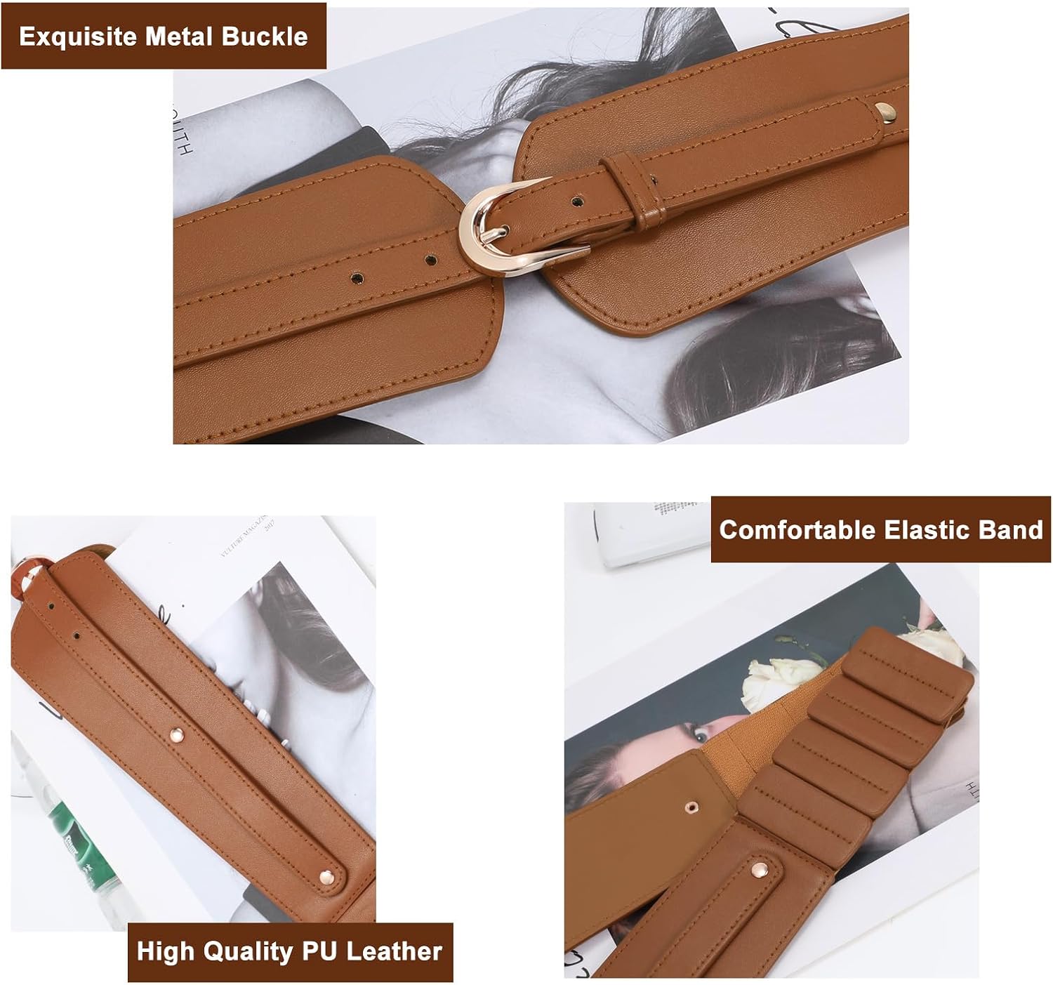 SUOSDEY Womens Wide Elastic Waist Belt for Dress Ladies Stretch Cinch Belt for Women - Image 4