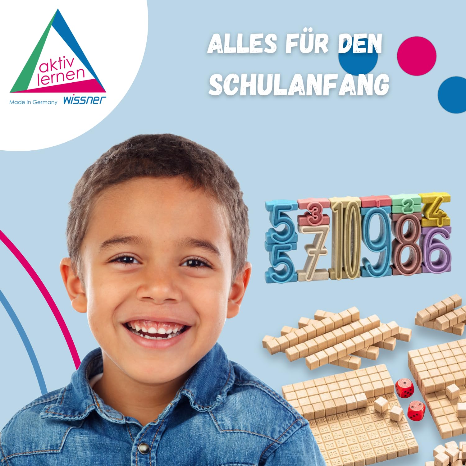 WISSNER® RE-Wood Montessori Stapelzahlen (34 Stück) – Lernspielzeug