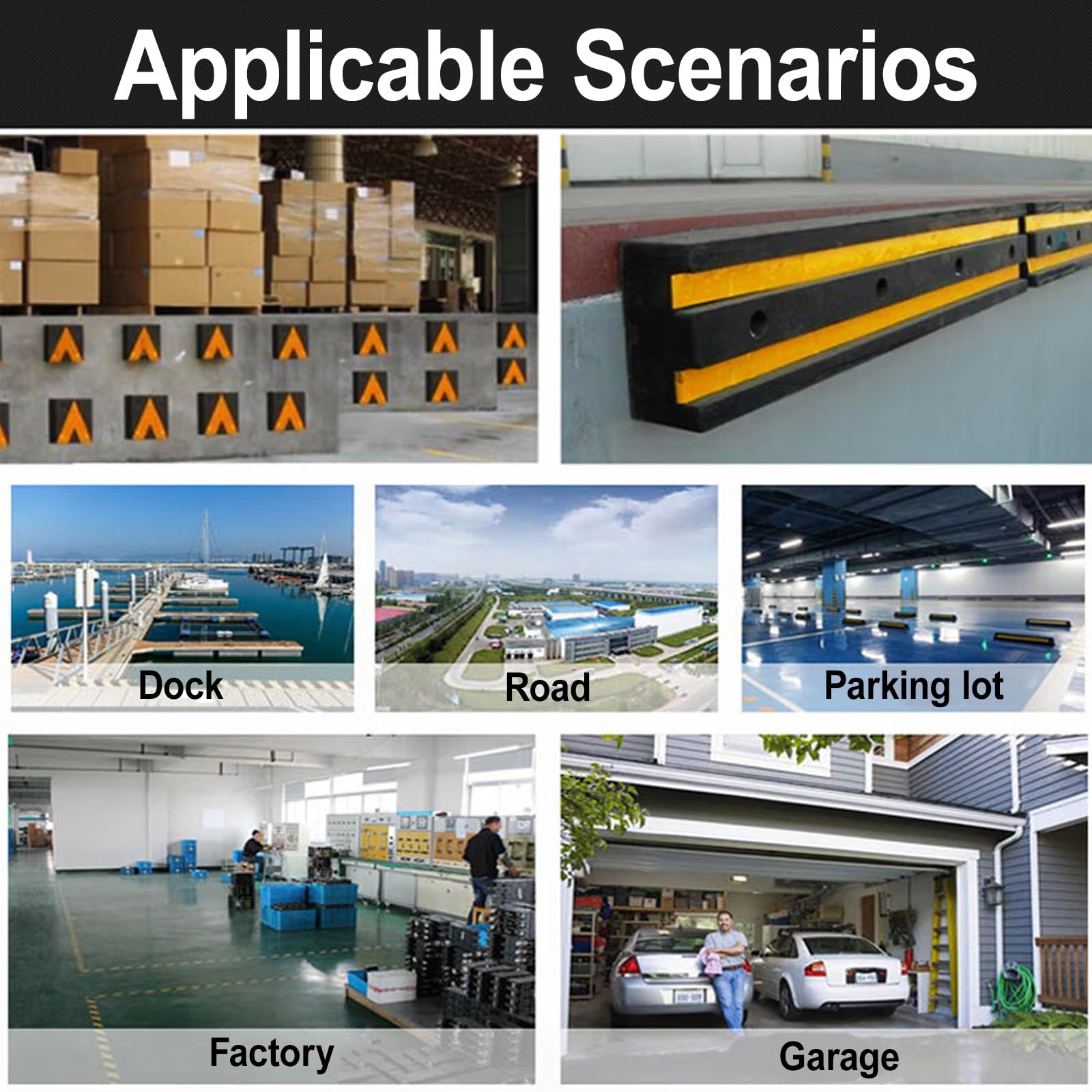 Anti-Impacto Protector Columnas Garaje, de Goma Protector Pared Garaje, Negro y Amarillo Protección Parking para Uso en Garajes y Aparcamientos
