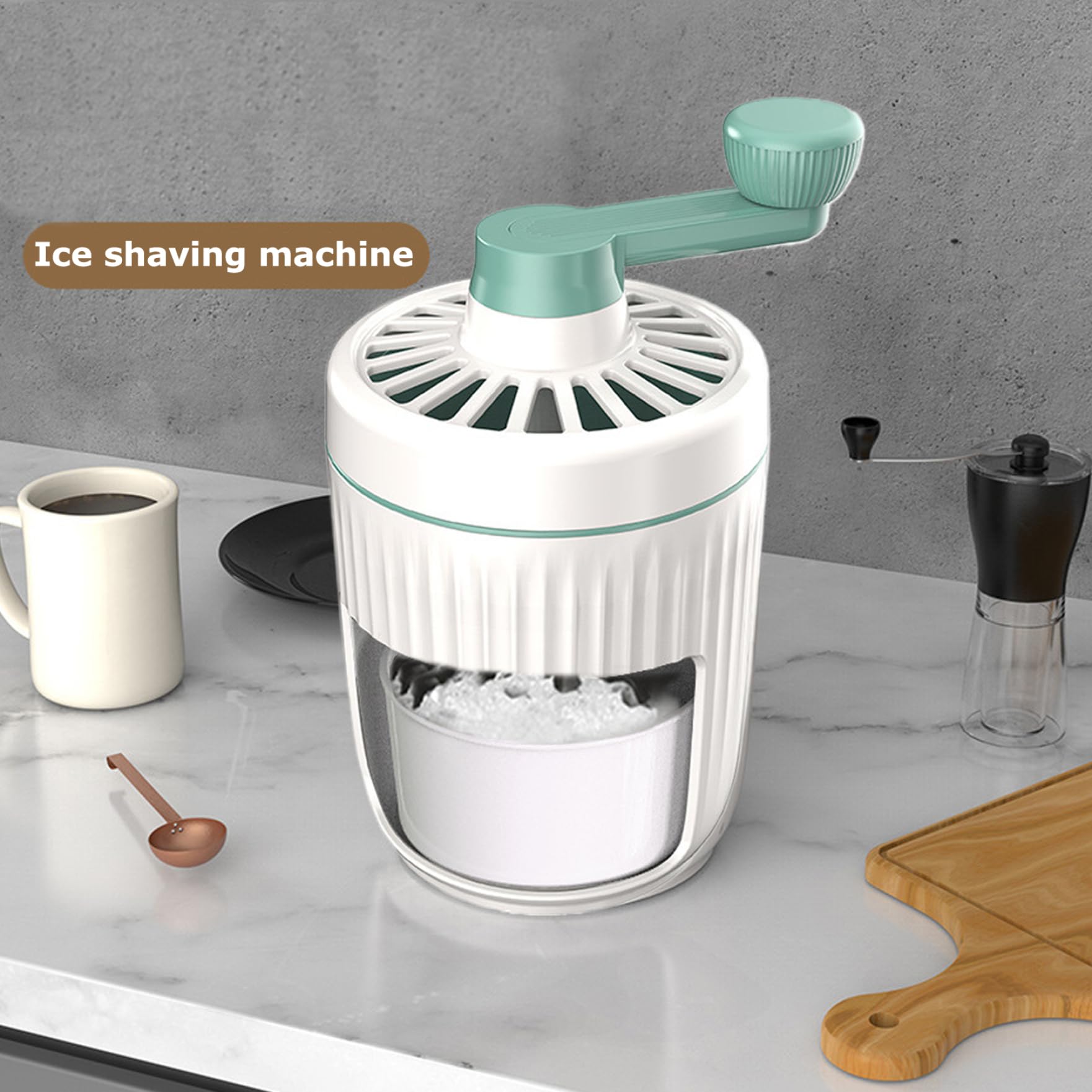 Máquina de Hielo raspado, trituradora de Hielo Manual Máquina de Afeitar de sin BPA, portátil para Hacer triturado Manivela para Hacer Conos de Nieve con Bandeja, Verde