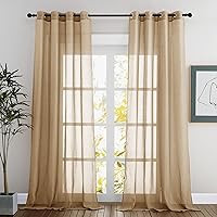 Vista 130 de NICETOWN Cortinas semitraslúcidas con textura de lino, con ojales, tratamiento de ventanas, cortinas verticales de lino con filtro de luz para sala