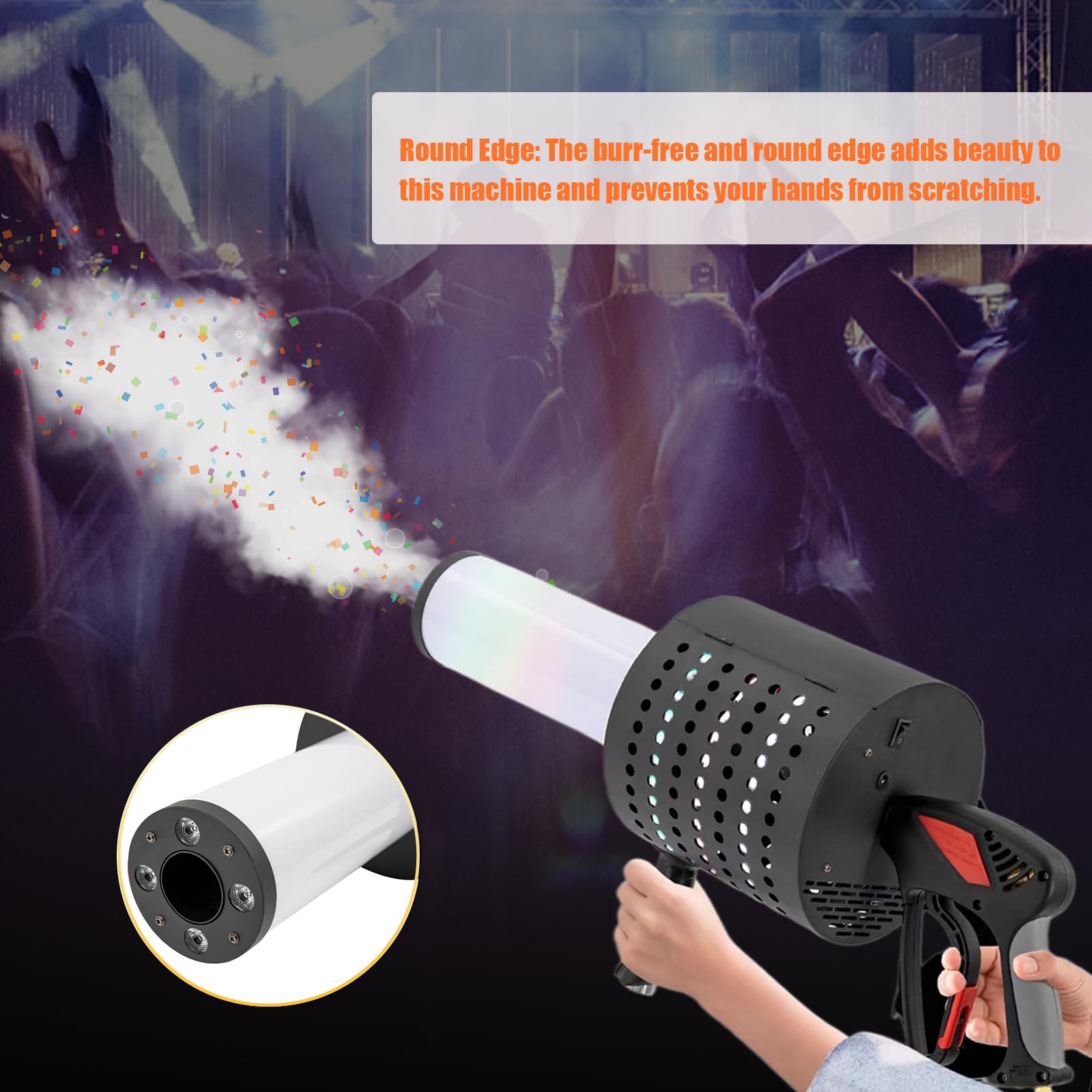 LED CO₂ Konfettimaschine Handgeführte Maschine für Party Hochzeit Bühne Konzerte Theater - Akku Nebelmaschine, Event Konfetti Werfer