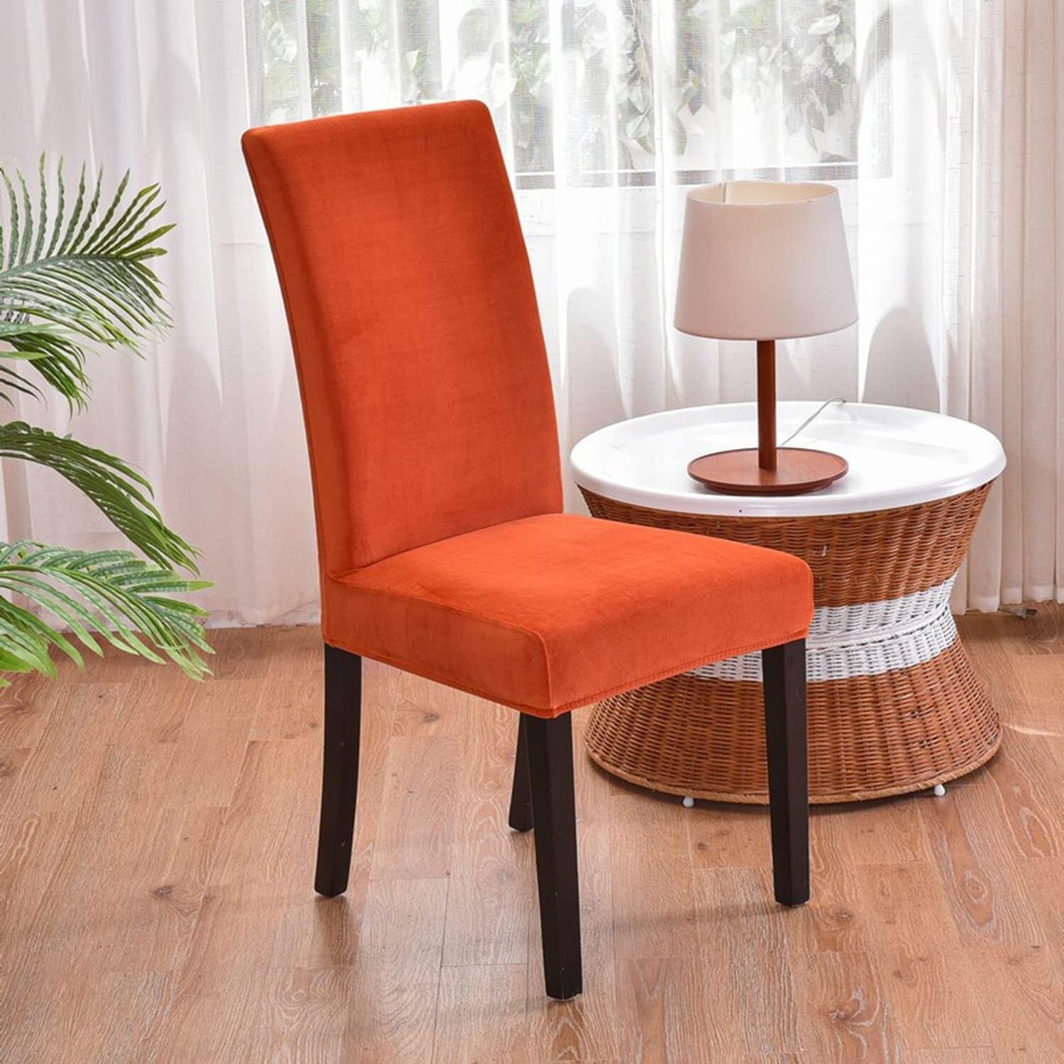 NMVAWIPT Luxury Velvet Dining Room Chair Covers, Stretchable Slipcovers With Elastic Band, 2 Pack Universal Fit(#21)
