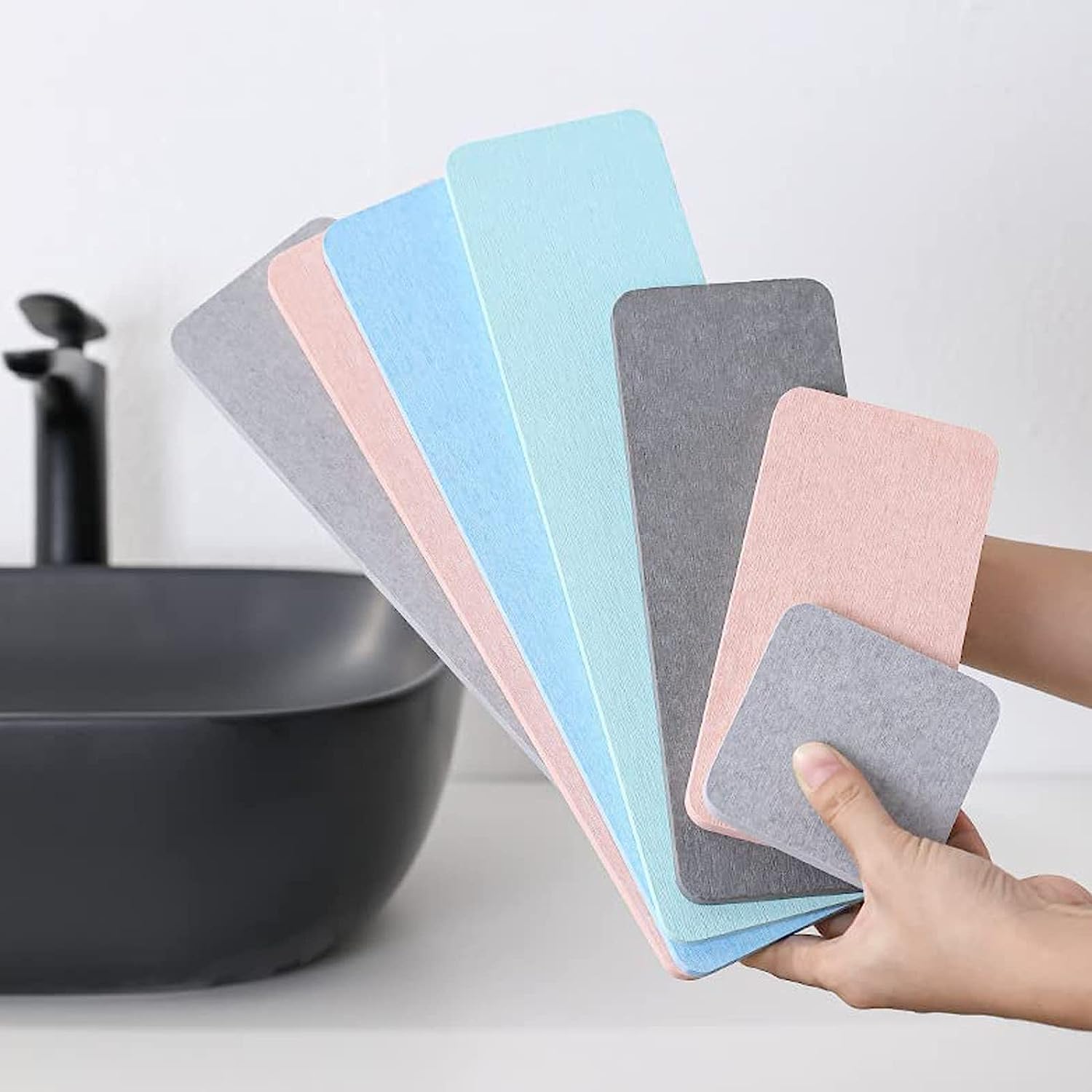 Plateau En Pierre Diatomite Absorbant L'Eau Fukamou - Sous-Verres Antidérapants Séchage Rapide - Différentes Tailles