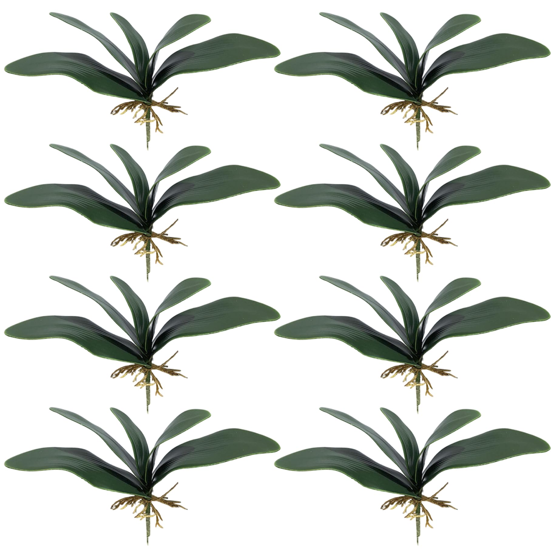 Faux Orchid Stems, 8PCS Plastic Artificial Orchid Leaves, Lifelike Green Leaf Plants for Flowers Arrangements Pot Decor ;1