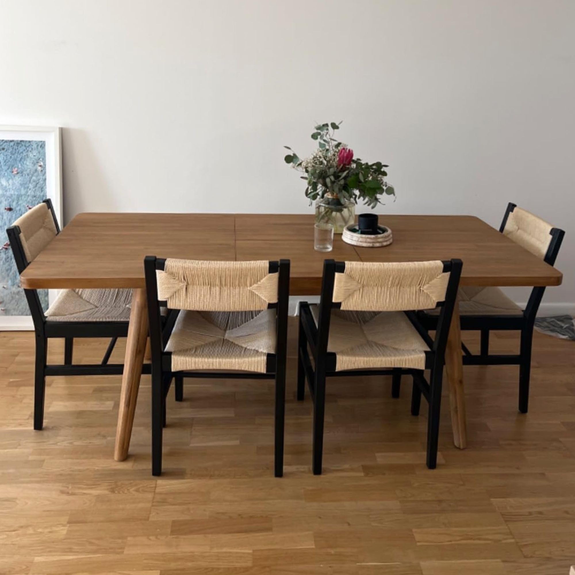 Coastal Dining Chairs Set Of Wood Rattan Dining Room