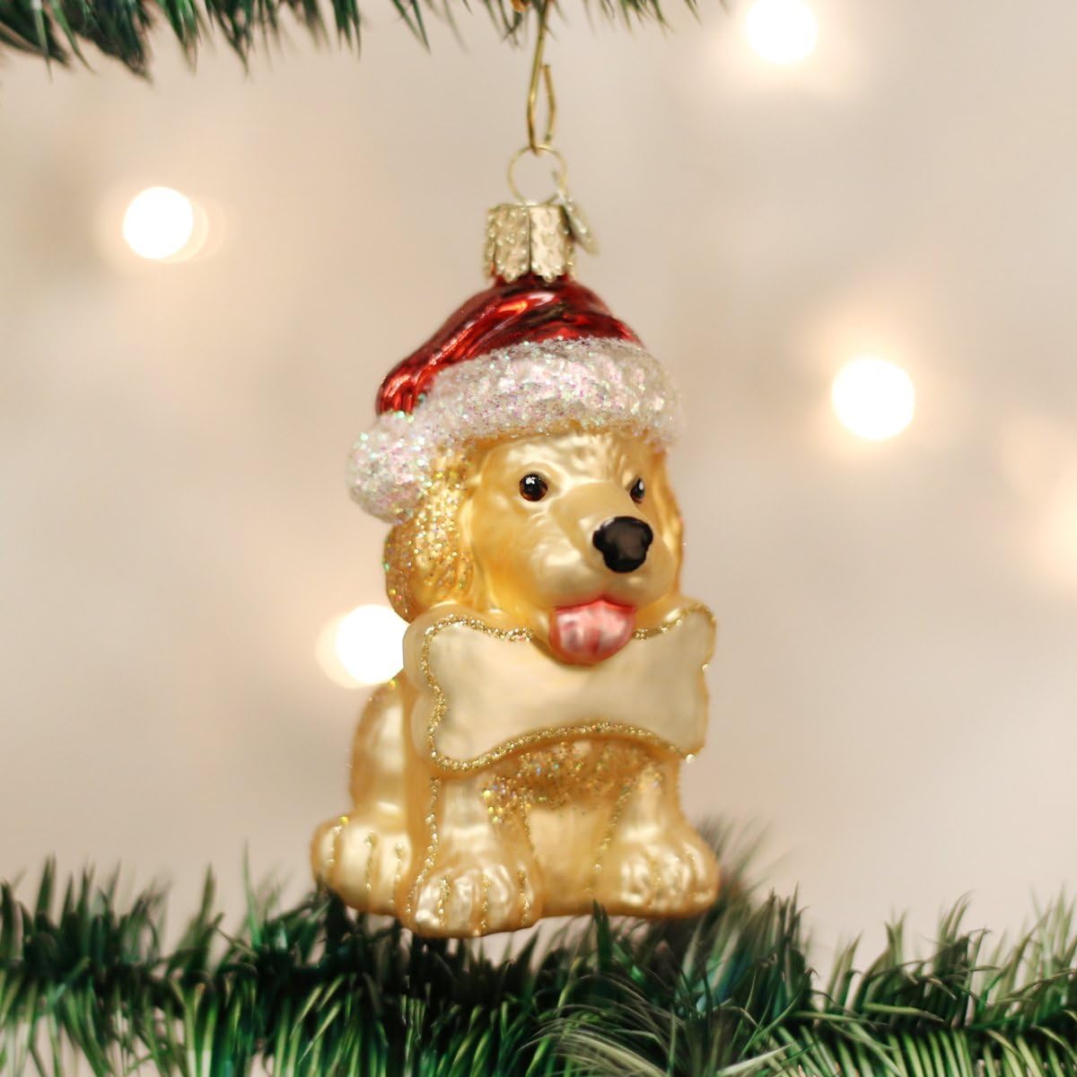 Old World Christmas Jolly Pup Glass Blown Ornament for Christmas Tree, Handcrafted Holiday Decoration, Festive Pet Collection image 2