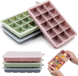 3pcs Silicone Ice Cube Molds with Lids 45 Compartments Square Ice Cube Molds, Silicone Ice Cube Containers, Reusable Ice Cube Molds for Cocktails, Whiskey, Drinks and Chilled Water