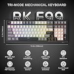 RK ROYAL KLUDGE F99 Clavier mécanique sans fil avec bloc-notes, tri-mode chaud swappable 95 %100 clés jeu clavier BT/2.4G/USB-C, Pro Logiciels, 5000mAh Batterie, commutateurs silencieux linéaires personnalisés