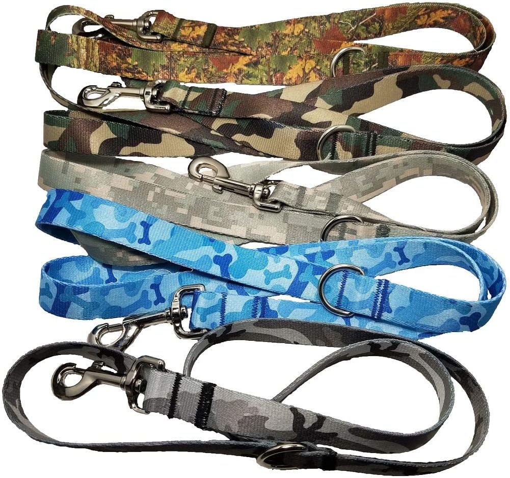 Custom 1" Webbing Dog Leashes with Text Only. Over 35 Camo/Solid Fabrics to Choose from.
