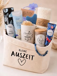 Wellness Geschenk | Geschenkset für Frauen Kleine Auszeit | Wellness Geschenkkorb Frau | Geschenktasche | Geschenke für Freundin | Geburtstagsgeschenk für Frauen | Entspannungsgeschenk