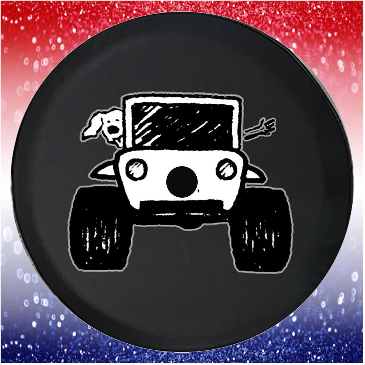 JL Spare Tire Covers Driving with The Dog for Adventure Paws Tire Accessories Car Accessories Black 32 to 33 Inch with Backup Camera Hole