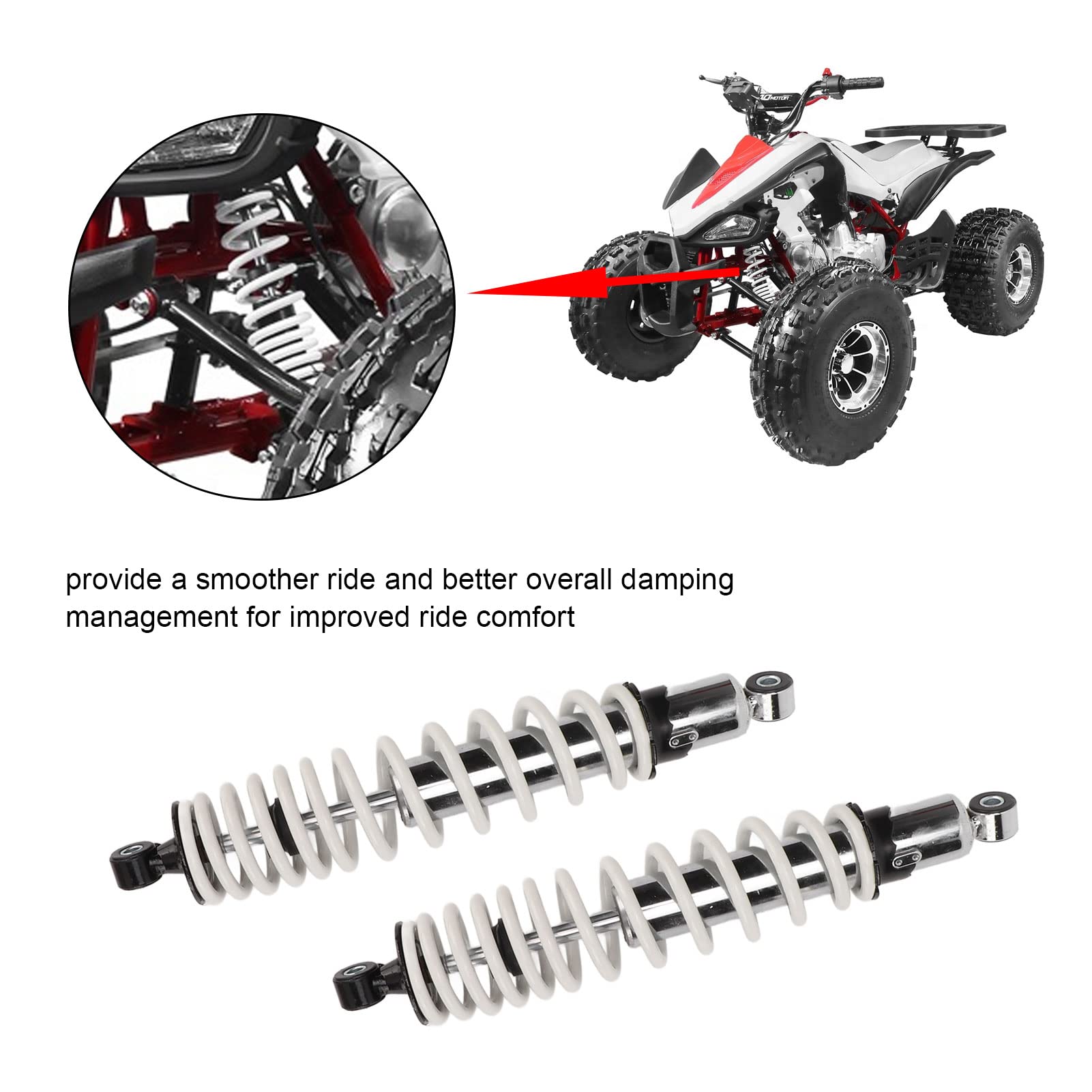 380mm Amortyzator Motocyklowy, KIMISS 1 Para 5 Biegów Regulowany Amortyzator Zawieszenia dla ATV Go Kart Scooter Dirt Pit Bike