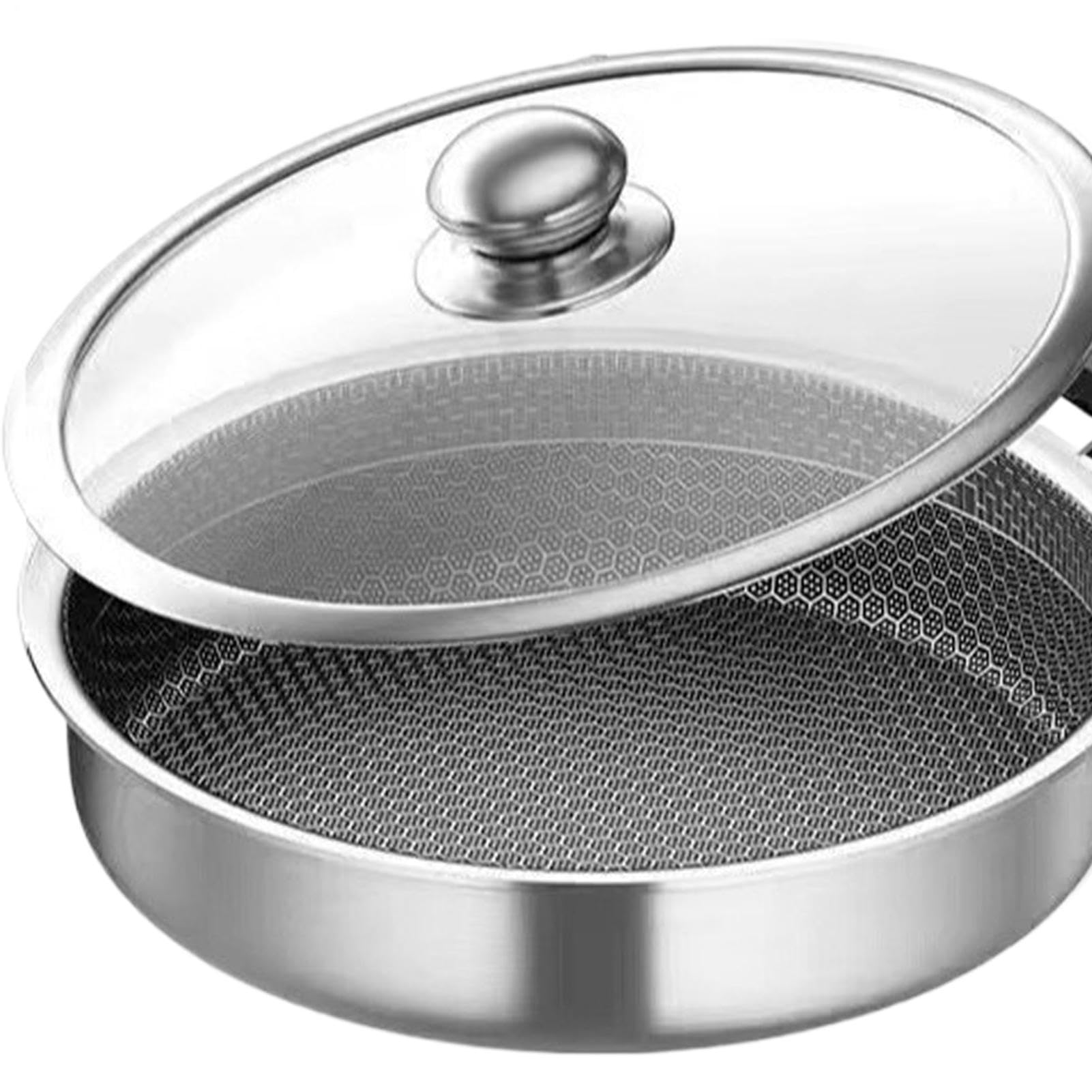 Sartenes Antiadherentes Utensilios de Cocina con Tapa Transparente | Sartén Individual para Restaurante Camping Estufa Eléctrica y Hogar en la Preparación de Alimentos