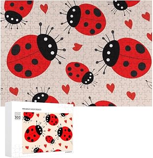 Jigsaw Puzzles 300 PCS Ladybug Wooden Puzzle Personalized Picture Puzzle Family Decoration Puzzles for Adults Challenging Puzzle Family Wedding Graduation Present