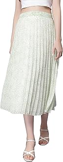 NUEVOSDAMAS Floral Printed Pleated Navy/Multi Skirt