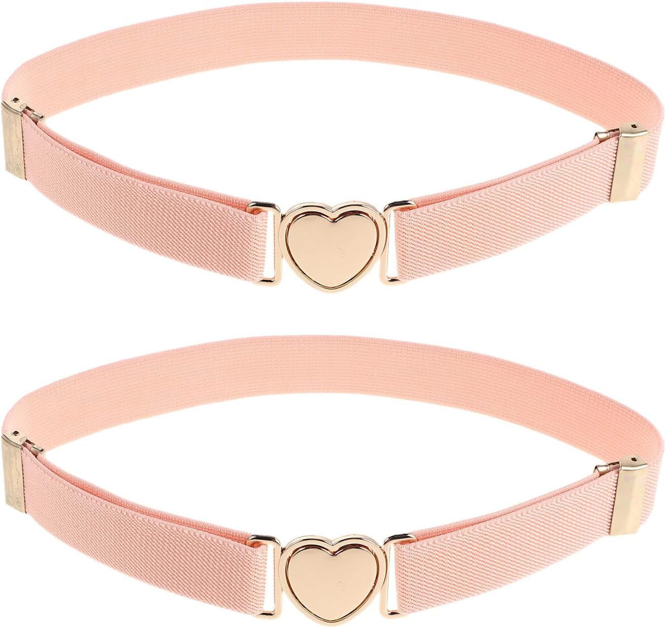 2pcs Elastic Waist Belts with Heart Shape Buckle, Adjustable Nylon Waistband, Simple to Store and Easy to Carry, for Playing and Wedding Dresses