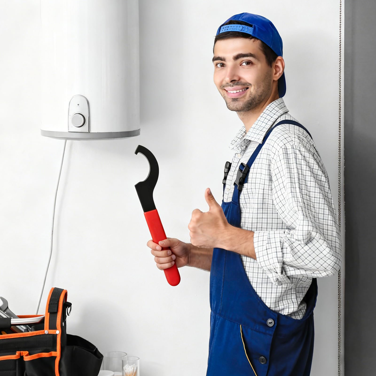 11-Teiliges Hakenschlüssel Set 22-110mm Gewindefahrwerk Schraubenschlüssel Gewinde Haken SchlüSsel mit Rot Nase und Rutschfestem Griff Hakenschlüssel für Anziehen oder Lösen von Nuss Federungssystem