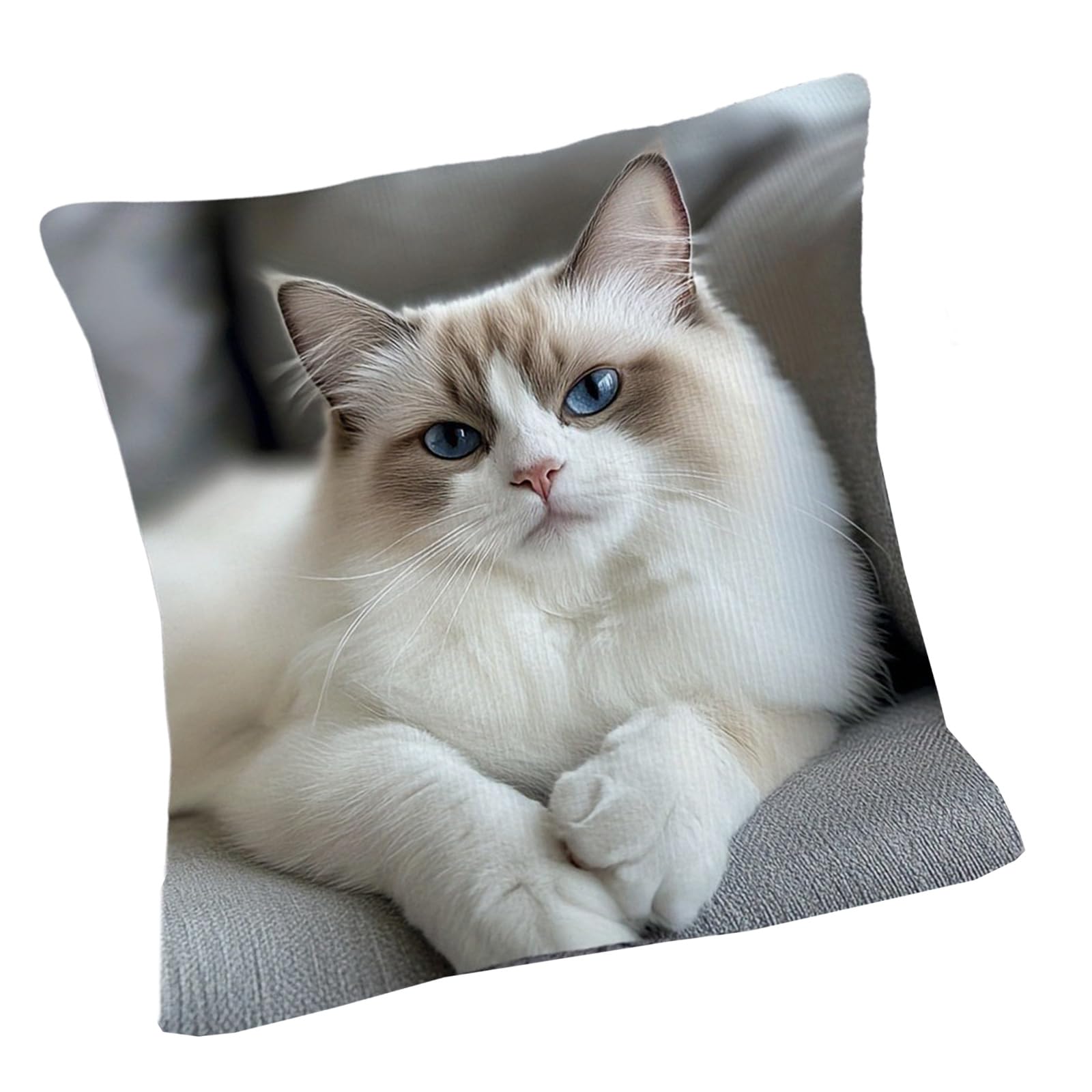 JTQYFI Realistic Effect Cats Pattern Soft Fabric Cushion Cover 18x18 for Bedroom Cats Pillow Cover