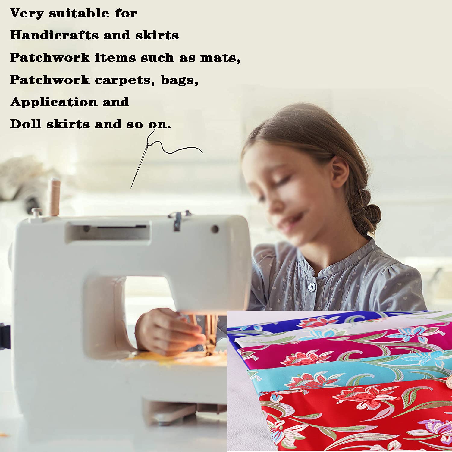Brokatowa tkanina, Kwiatowa satynowa tkanina imitująca jedwabny brokatowy materiał Adamaszek Żakard 75 cm x 50 cm(C)