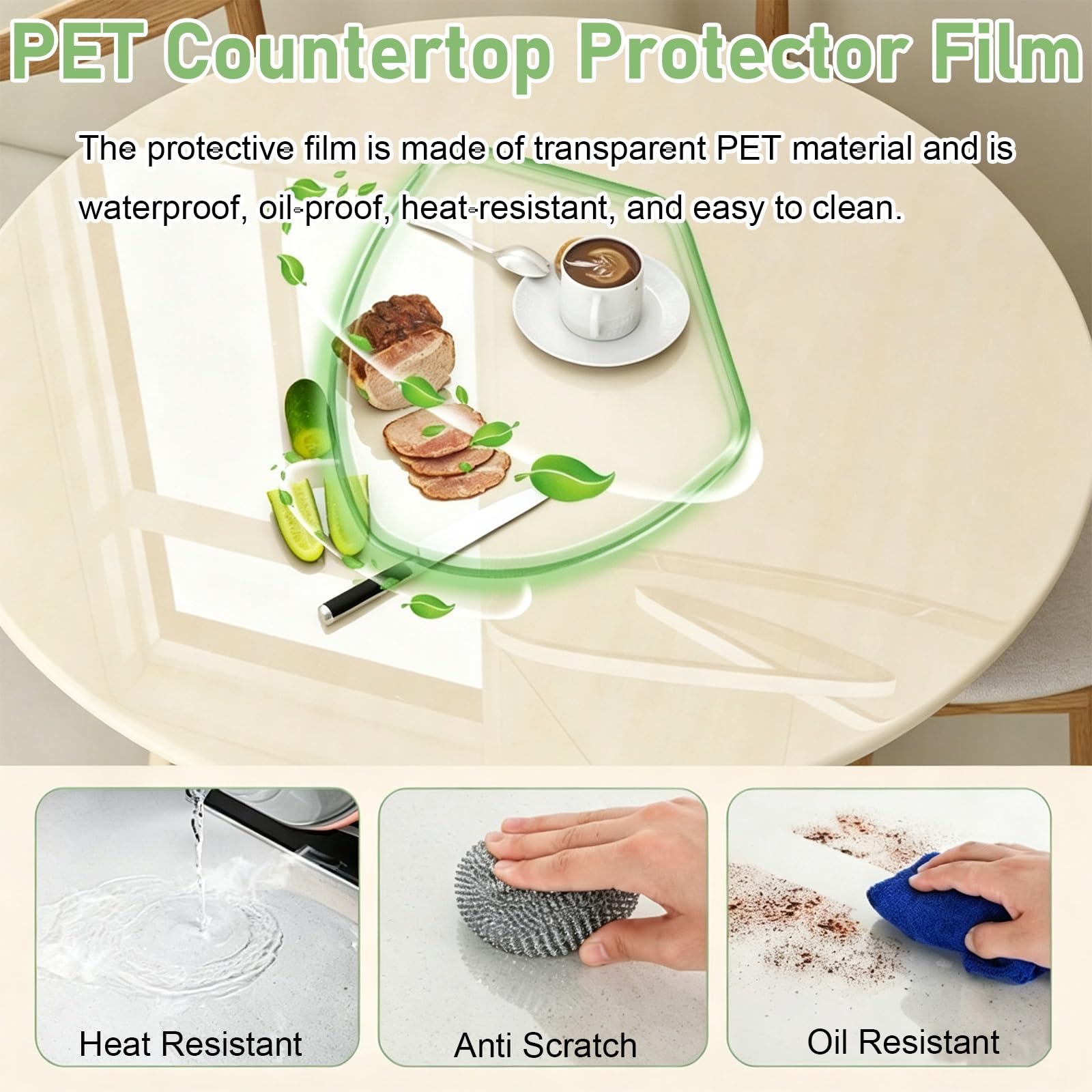 PelíCula Autoadhesiva Transparente Papel Adhesivo Transparente Personalizable | LáMinas Protectoras Transparentes Para Mesas Redondas (51, 76, 102, 127, 152, 160 Cm)(54inch/137cm)