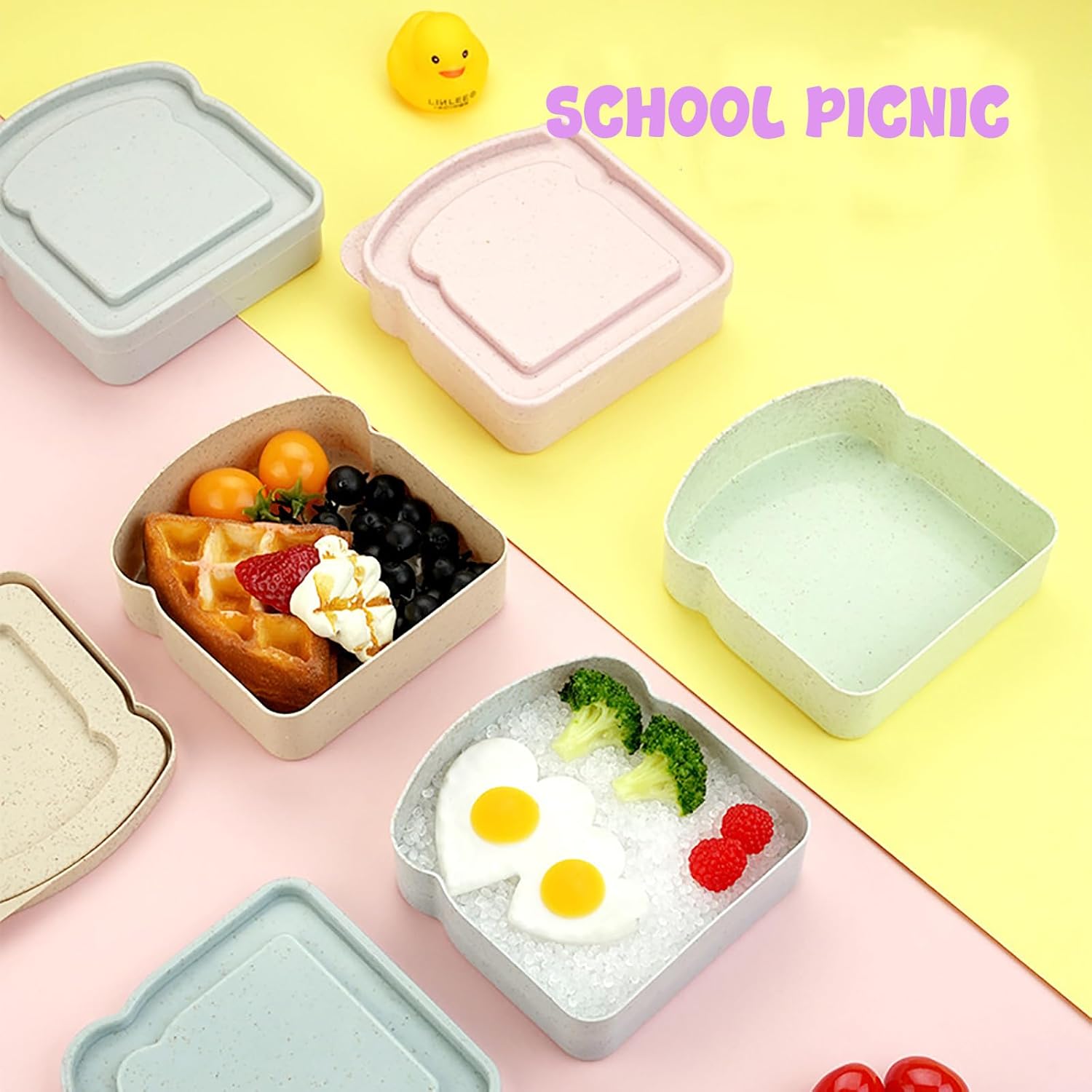 4 Toast Shape Sandwich Box, 14Oz Sliced Toast box Adult Sandwich Bread Boxes Reusable Allow Microwave Heating and Frozen Preservation - Image 4