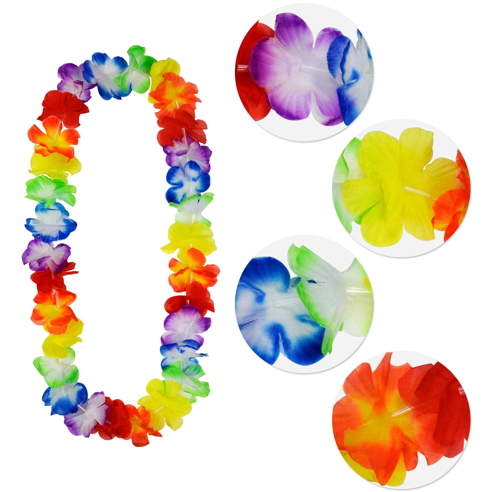 Soneinex Colourful Hawaii Flower Necklace Set Hawaii Chains Decoration Hawaii Leis Garlands Hula Aloha Chain Garland for Beach Luau Party Accessories Decorations 12 Pieces - Image 3