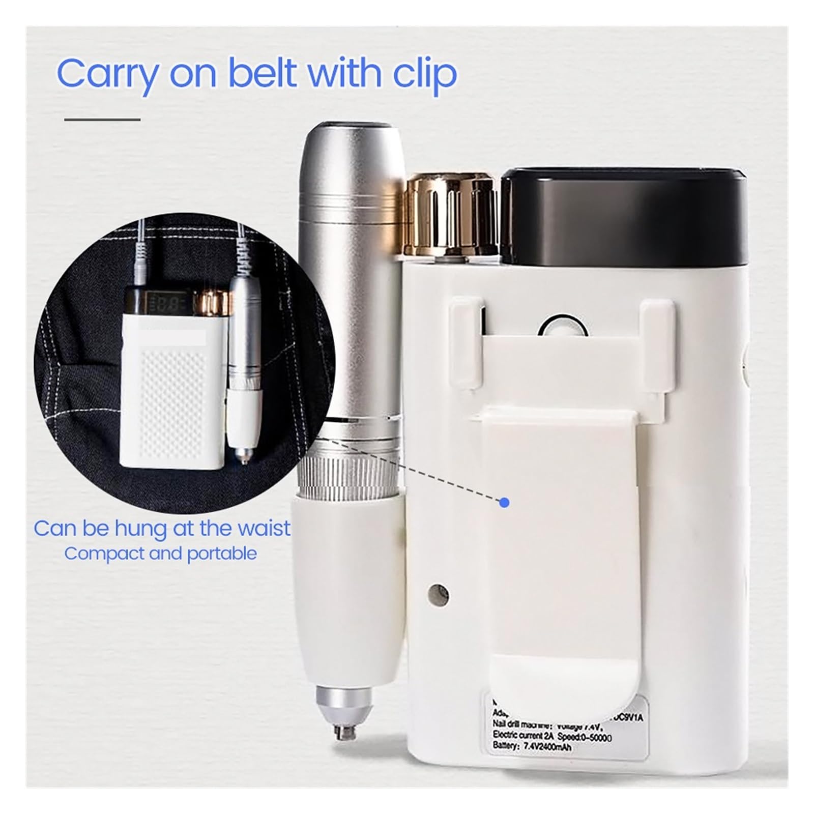 Torno de Uñas Eléctrico, Taladros de uñas for uñas acrílicas, lima de uñas eléctrica profesional de 50000rpm for el hogar y el salón, Efile recargable for uñas de Gel