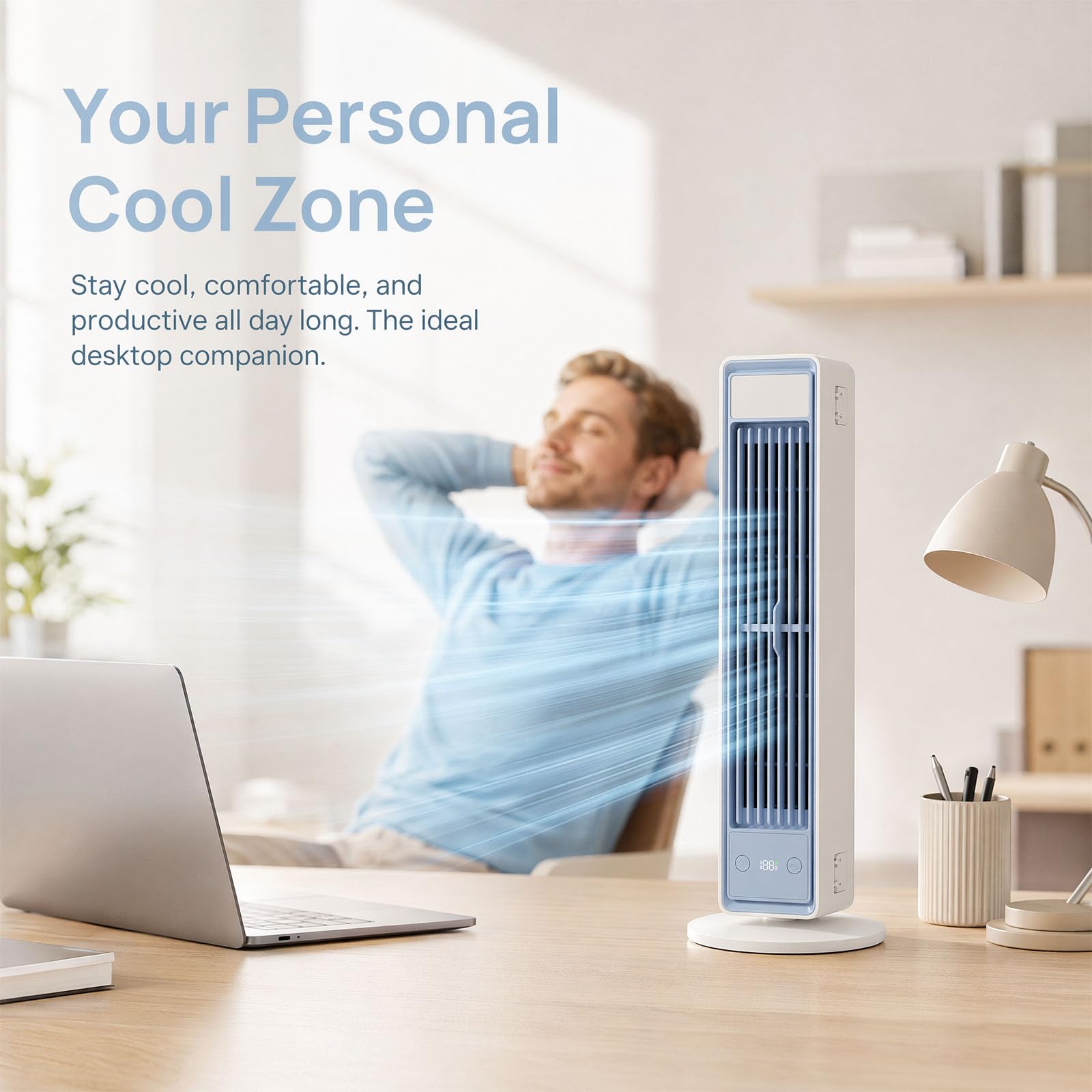 BreezaMax Air Kühlkönig, Airzuma Portable, Polar Breeze–BreezaMax Mini Cooling Ace, Leise & Energieeffizient, 3 Geschwindigkeiten, Bladeless Design, Perfekt für Büro, Schlafzimmer & Zuhause (Weiß)
