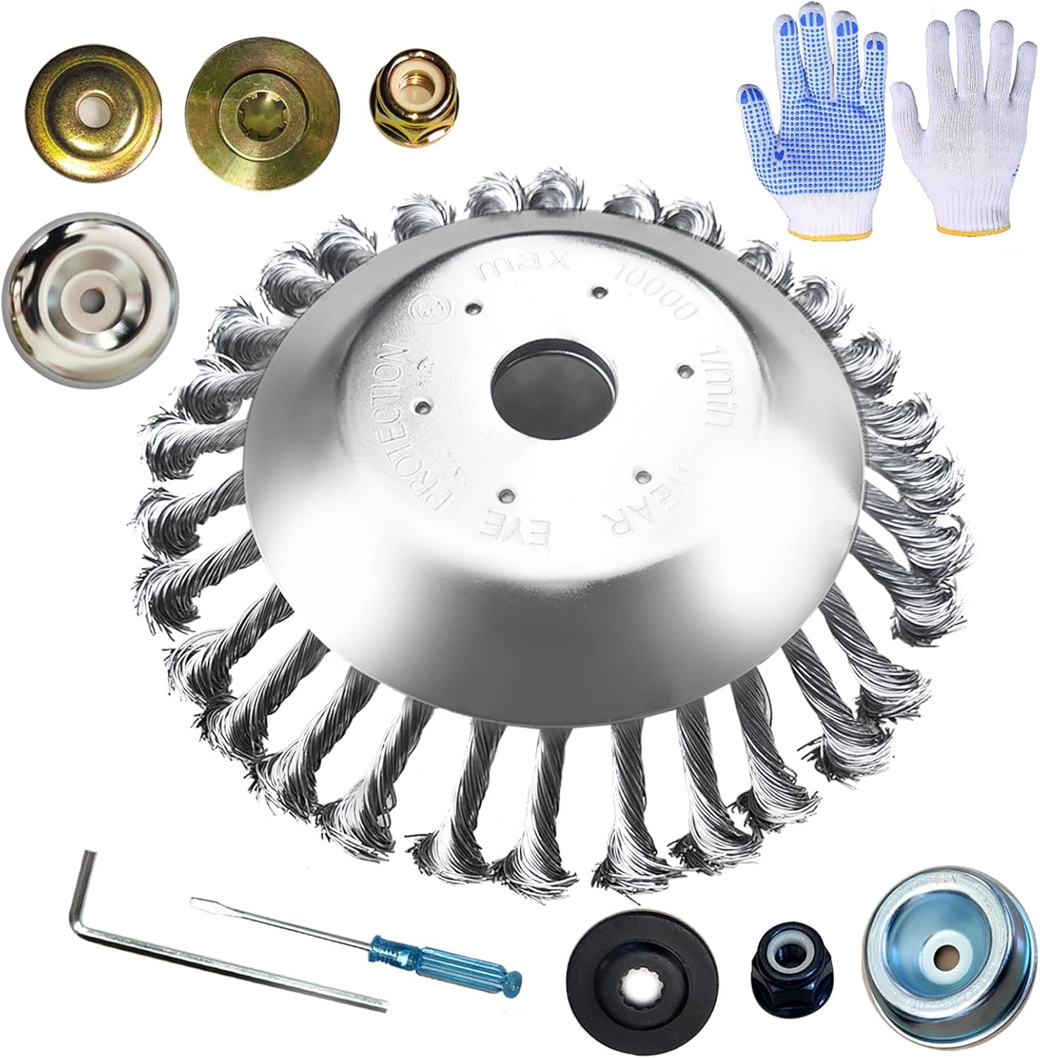 AI.YUYU Upgrade 8'' Rotary Steel Wire Weed Brush Cutter