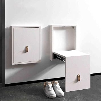 Hidden Shoe Bench, Shoe Bench Rack for Entryway, Folding Chair Wall-Mounted Invisible Shoe-Changing Stool, Fold Down and Up Shoe Bench On The WallD1
