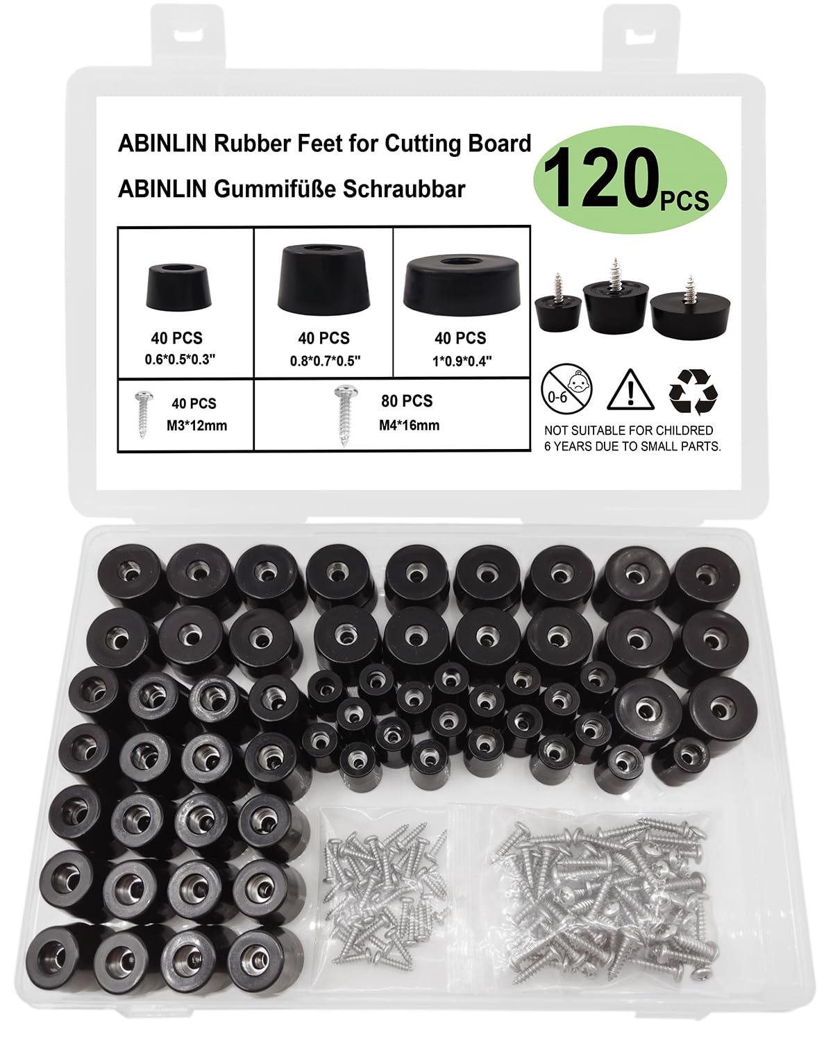 Piedini In Gomma Per Mobili - Confezione Da 40 Pezzi | Con Vite In Acciaio | Antiscivolo E Paracolpi | Per Tavoli, Letti, Divani