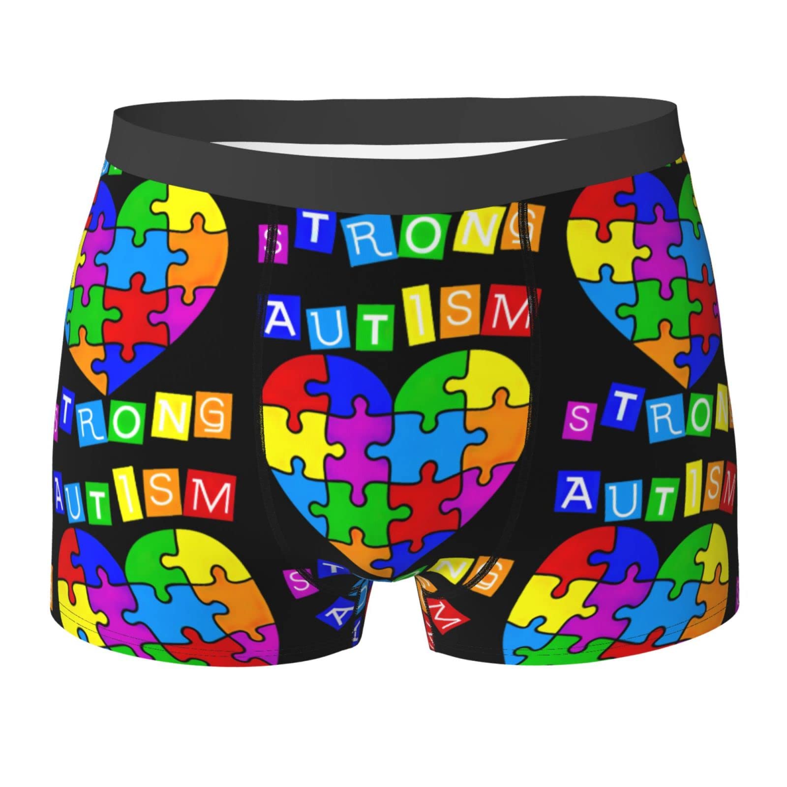 Aooedm Men's As Pic Autism Strong Underwear Breathable Boxer Briefs Soft Shorts Comfortable Printed Underwear