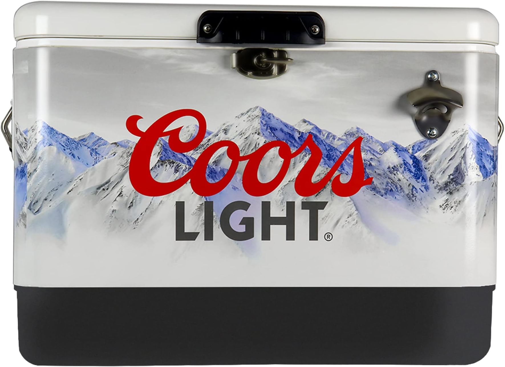 Coors Light Ice Chest Cooler - Portable Ice Bucket with Bottle Opener, Vintage Style, Insulated for Camping, Beach, Picnic, RV, BBQs, Tailgating, Fishing, Steel-Belted 85 Can Ice Box, 51L (54 qt)