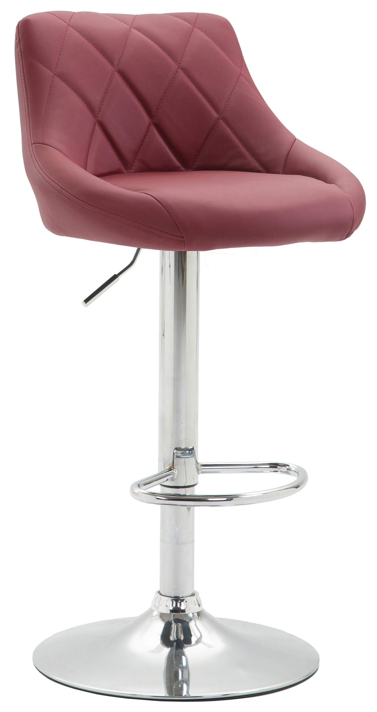 CLP Sgabello Design Imbottito Lazio In Similpelle I Sgabello Girevole Con Poggiapiedi I Sedia Alta Cucina Regolabile 83-104 CM | Colore bordeaux Colore del telaio cromo
