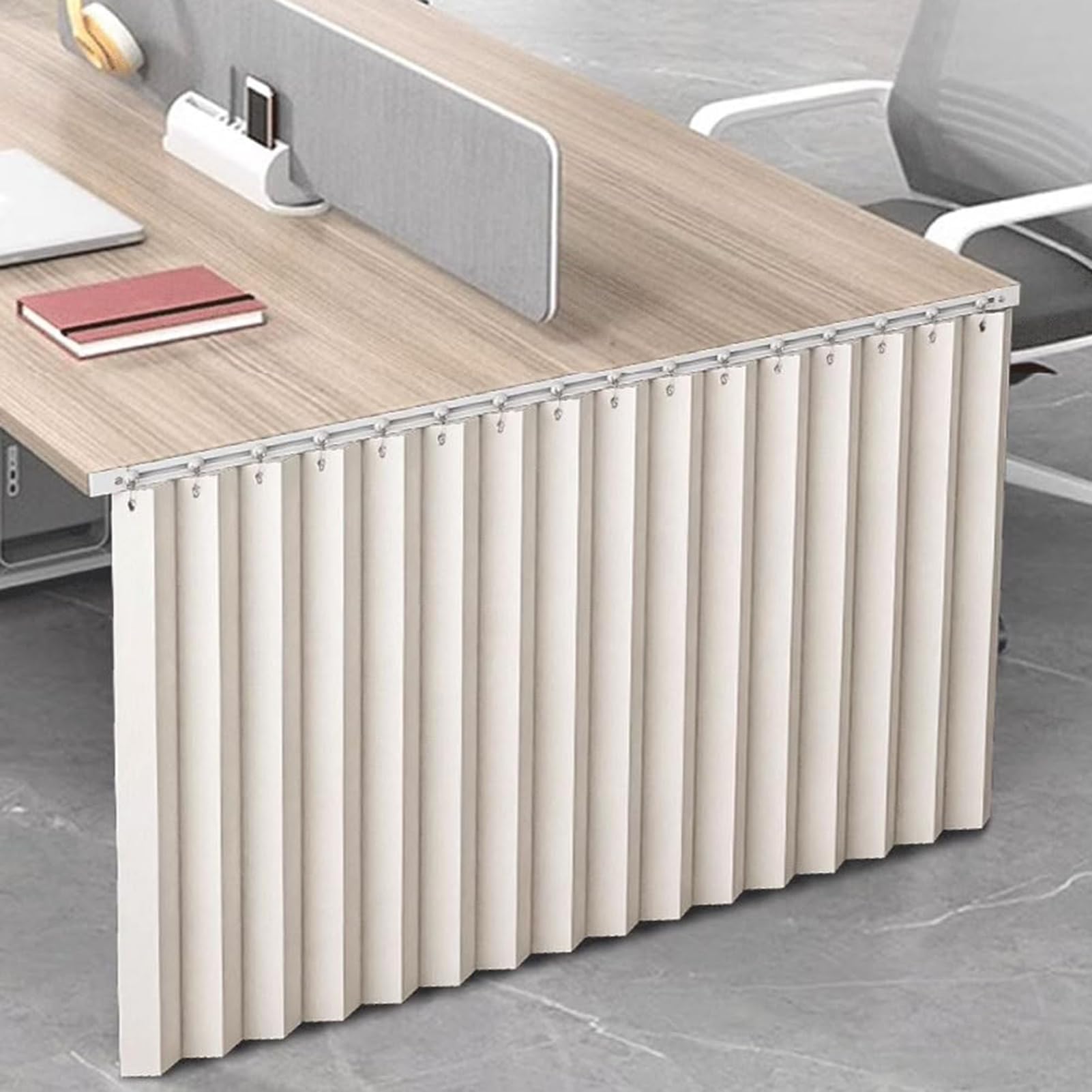 Rideau de bureau accordéon élégant en textile beige premium