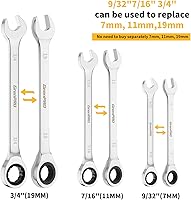 Vista 3 de Ratcheting Wrench Set, Combination Wrench Set, 22-Piece SAE & Metric and Standard, 72Th Long Open End, 1/4" to 3/4" & 6-18mm, Organizer With Roll Up
