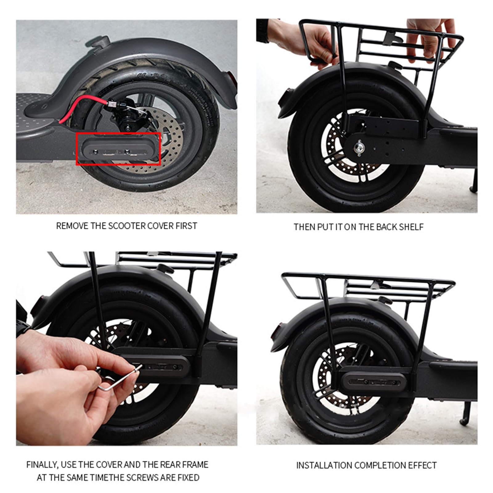 Portapacchi posteriore per scooter elettrico, ruota posteriore spessa, scaffale di carico di ricambio per portapacchi posteriore durevole