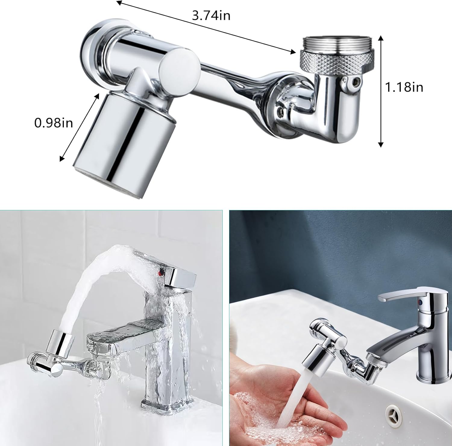 Soap Dispenser with 1080°Swivel Faucet Extender