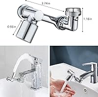 Vista 5 de Extensor de grifo giratorio de 1080°, extensión de aireador de grifo de agua para fregadero en latón, extensor de grifo de baño de brazo robótico
