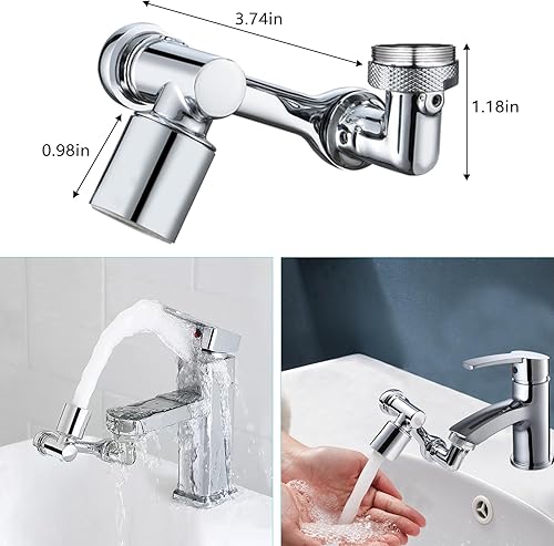 Miniatura 5 de Extensor de grifo giratorio de 1080, extensión de aireador de grifo de agua para fregadero en latón, extensor de grifo de baño de brazo robótico
