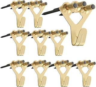 Performore 10 Pack Heavy Duty Decorative Picture Hangers with Nails – Supports up to 100lbs, Gold Wall Hooks with 3 Holes & 30 Nails for Hanging Mirrors, Clocks, Frames, Art, Home Décor