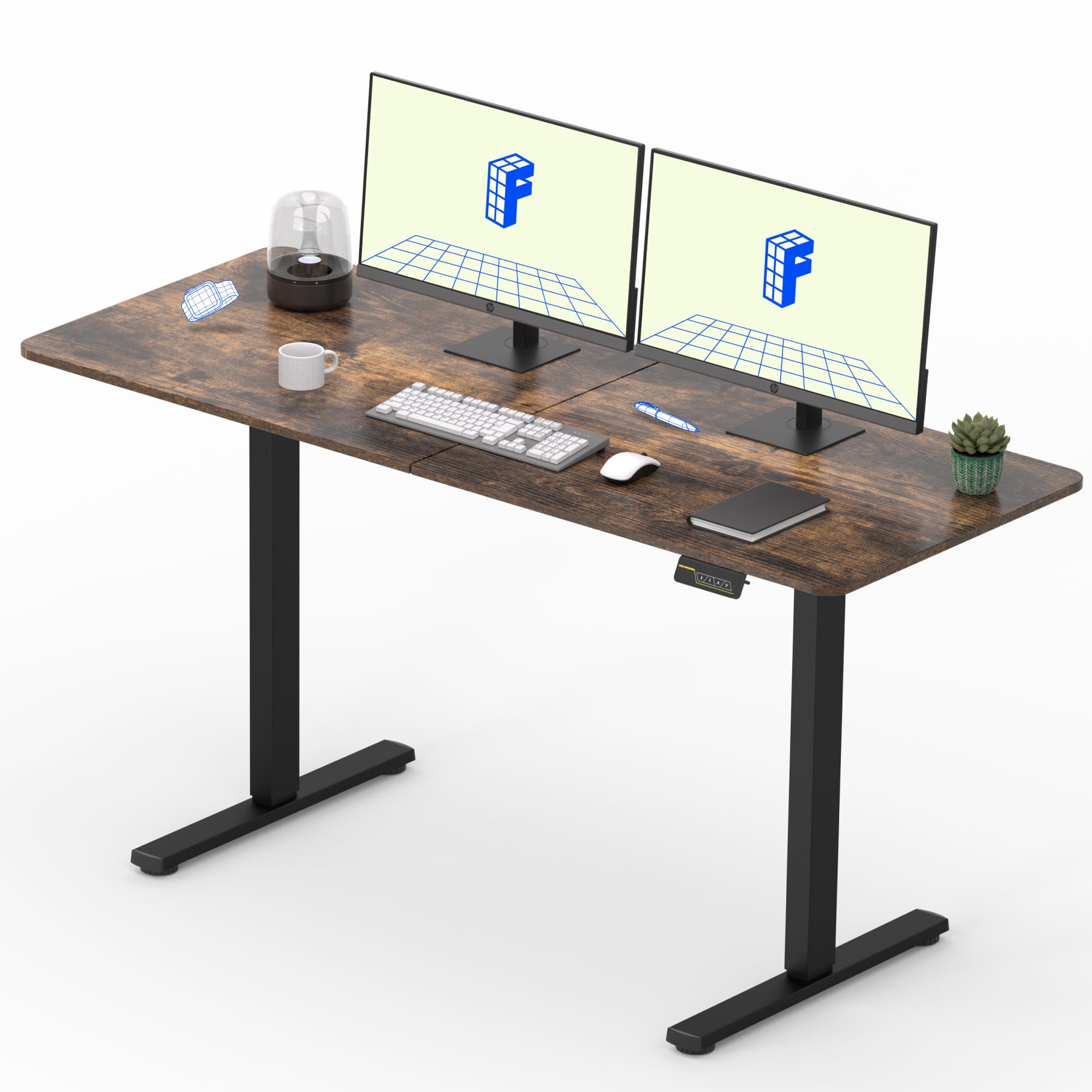 FLEXISPOT 140X60cm Escritorio Elevable Eléctrico con Tablero, con Gancho y Portavasos, Standing Desk, Mesa Elevable Escritorio de Elevable con Memoria Inteligente para Oficina y Hogar(Arce)