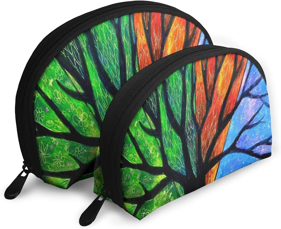 Makeup Bag Colorful Tree Portable Shell Makeup Case For Girlfriend Easter Gift 2 Pack