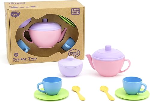 Miniatura 3 de Green Toys Té para dos – Juego de 10 piezas, habilidades motoras, lenguaje y comunicación para niños. Sin BPA, ftalatos, PVC, apto para