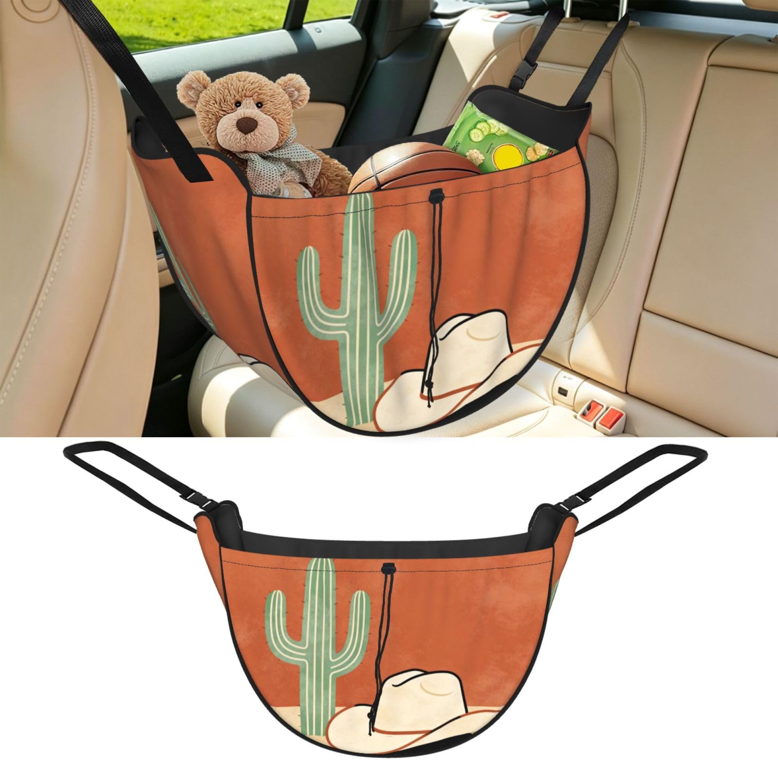 Cntdbu Black Western Cowboy Car Seat Organizer-Backseat Storage Bag For Travel